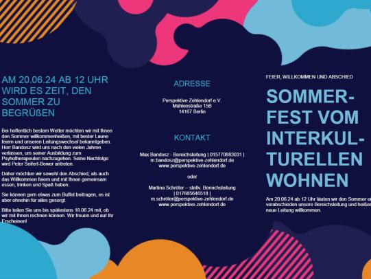 Am 29. Juni fand das interkulturelle Sommerfest von Perspektive Zehlendorf e.V. mit zahlreichen Besucherinnen statt. 