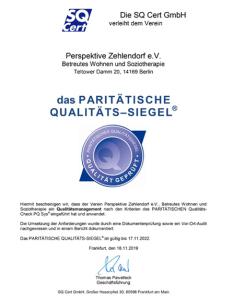 Qualitätssiegel Transparente Zivilgesellschaft Betreutes Wohnen und Soziotherapie
